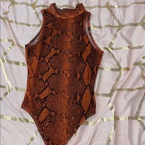 Snakeskin Print Orange Bodysuit